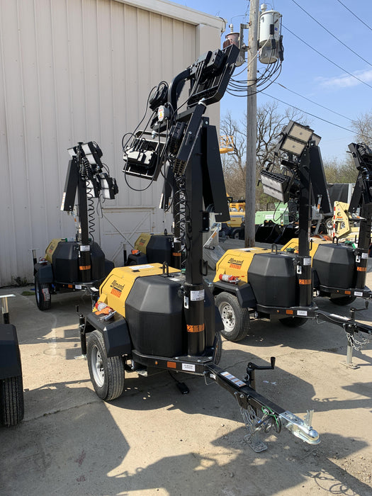 2022 Allmand NLV3GR (4) LED Light Fixture 350W, 23' Vertical Mast, 3kW Prime, Towable, Deep Sea L401, Leveling Jacks, Yanmar T4F 5.8hp