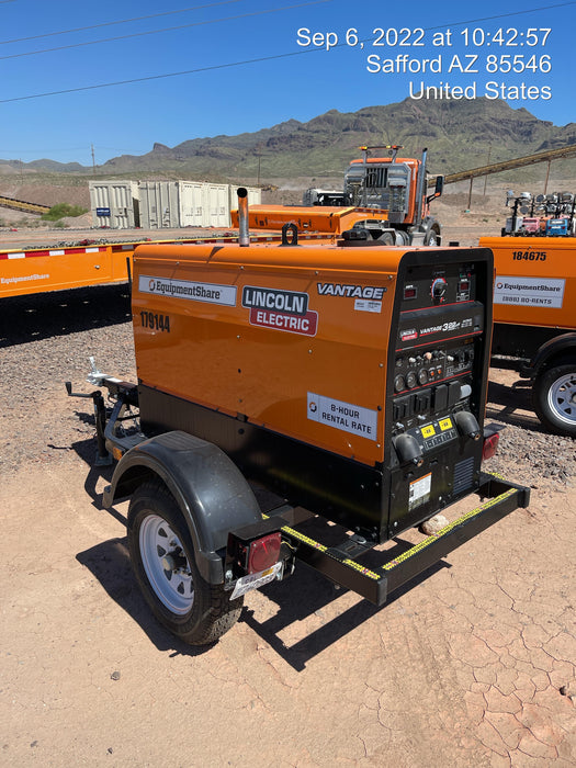 2021 Lincoln Electric Vantage 322 Vantage 322 Ready Pak 3 w/ Decals, ORANGE (includes trailer, cable rack, fender light kit) NO Telematics