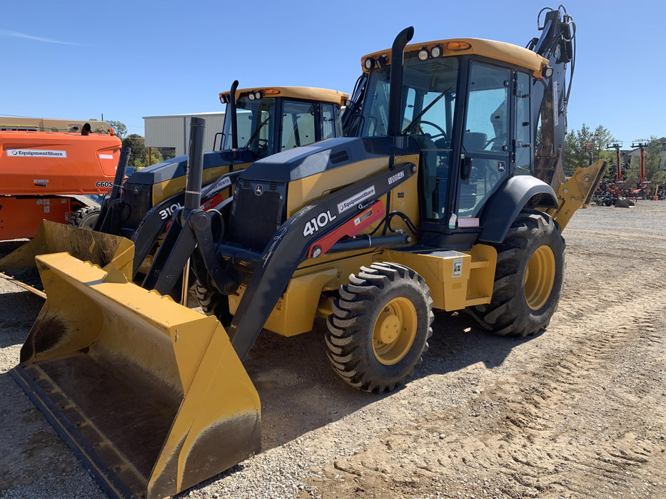 2020 John Deere 410L - Extendable Stick Cab/Heat/Air, 4WD, Extendable Stick, Pilot Controls, 2 Way Hydraulics, TAG Manual QC
