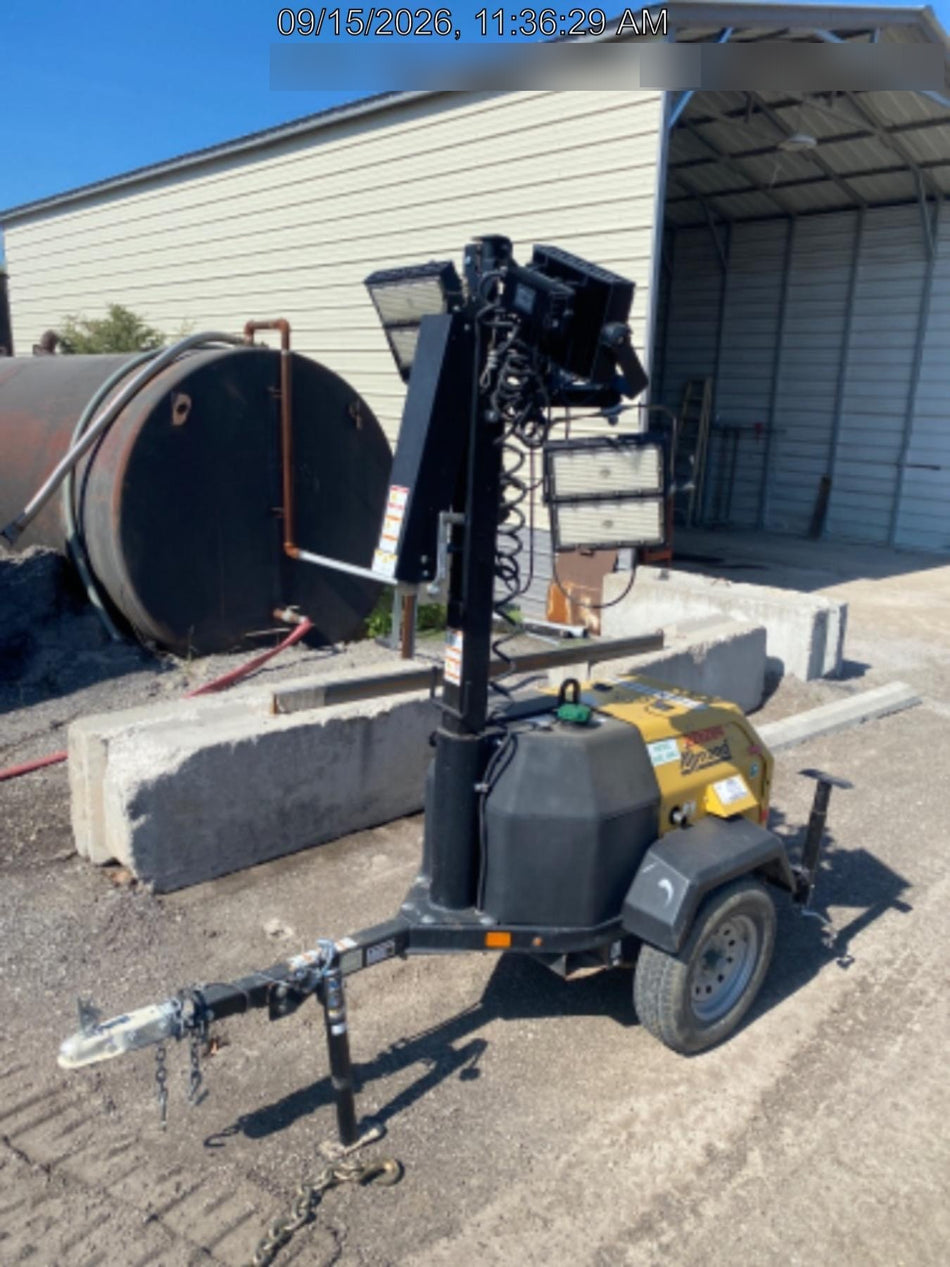 2022 Allmand NLV3GR (4) LED Light Fixture 350W, 23' Vertical Mast, 3kW Prime, Towable, Deep Sea L401, Leveling Jacks, Yanmar T4F 5.8hp