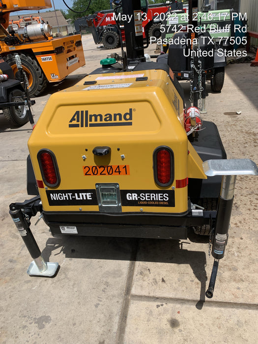 2022 Allmand NLV3GR (4) LED Light Fixture 350W, 23' Vertical Mast, 3kW Prime, Towable, Deep Sea L401, Leveling Jacks, Yanmar T4F 5.8hp