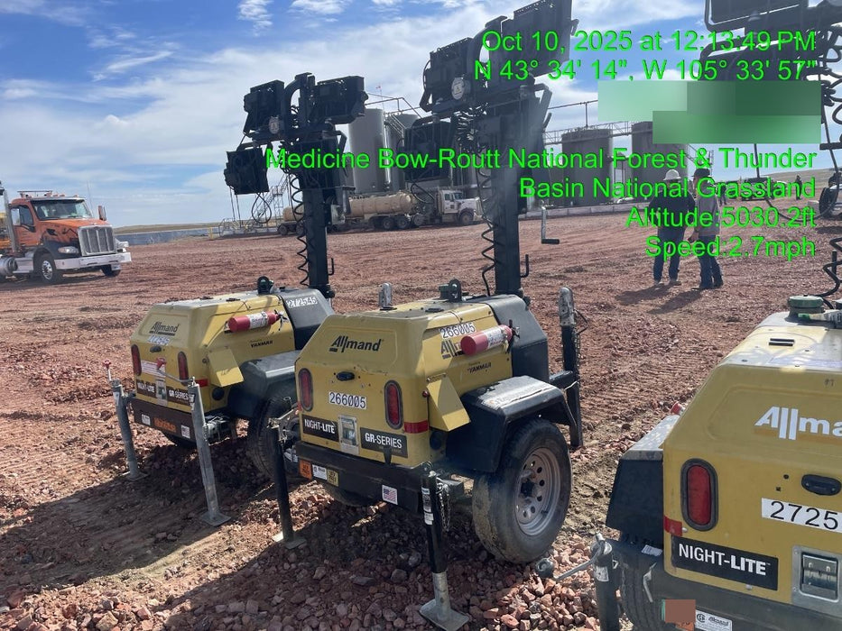 2022 Allmand NLV3GR (4) LED Light Fixture 350W, 23' Vertical Mast, 3kW Prime, Towable, ES Decals, T3