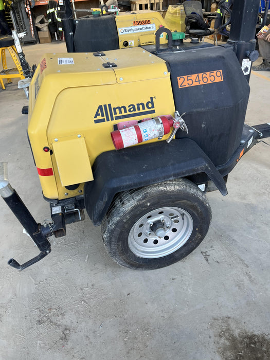 2022 Allmand NLV3GR (4) LED Light Fixture 350W, 23' Vertical Mast, 3kW Prime, Towable, ES Decals, T3