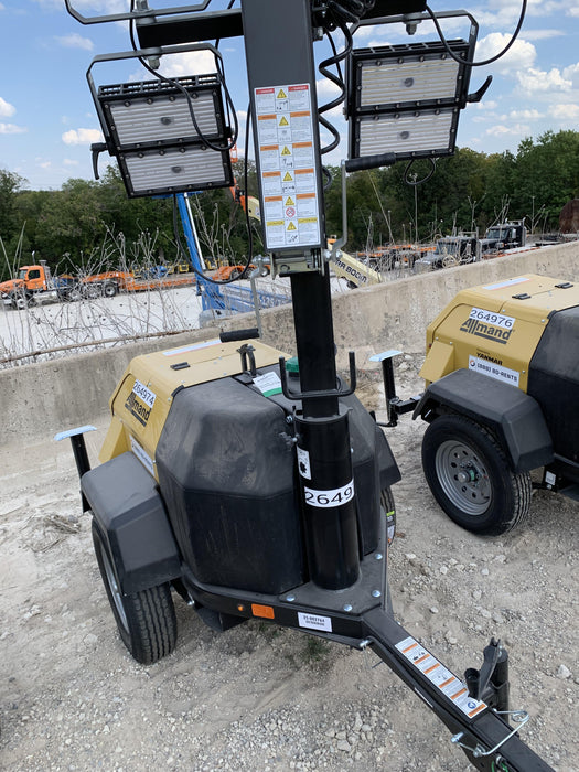 2022 Allmand NLV3GR (4) LED Light Fixture 350W, 23' Vertical Mast, 3kW Prime, Towable, ES Decals, T3