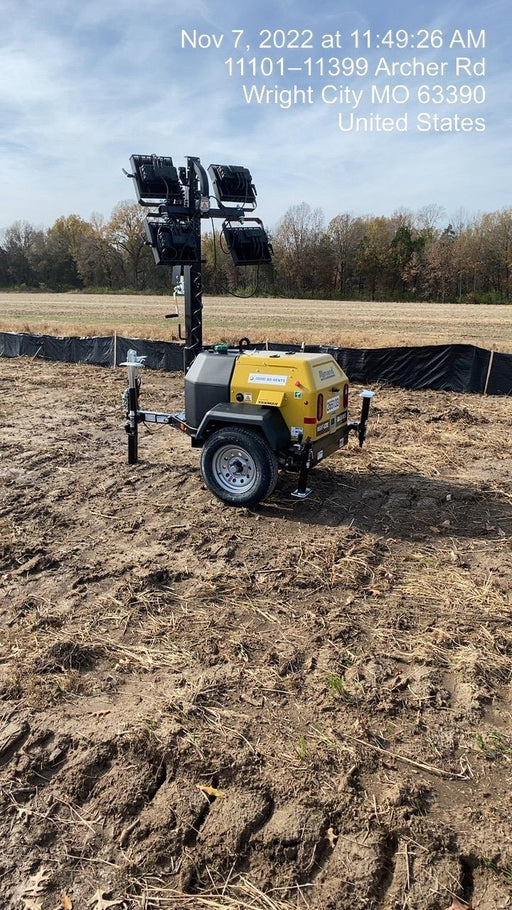 2022 Allmand NLV3GR (4) LED Light Fixture 350W, 23' Vertical Mast, 3kW Prime, Towable, ES Decals, T3