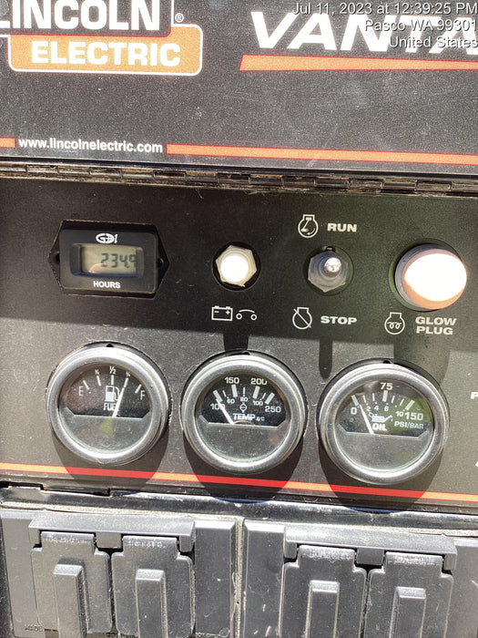 2022 Lincoln Electric Vantage 322 Trlr Mounted, Cable Rack, Light Kit