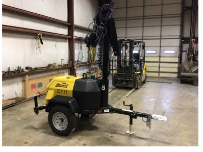 2022 Allmand NLV3GR (4) LED Light Fixture 350W, 23' Vertical Mast, 3kW Prime, Towable, Deep Sea L401, Leveling Jacks, Yanmar T4F 5.8hp