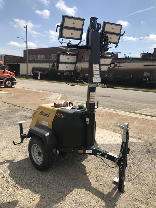 2022 Allmand NLV3GR (4) LED Light Fixture 350W, 23' Vertical Mast, 3kW Prime, Towable, Deep Sea L401, Leveling Jacks, Yanmar T4F 5.8hp