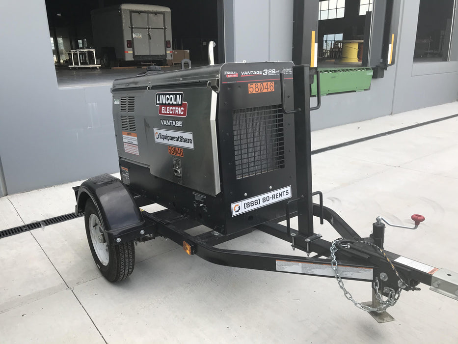 2019 Lincoln Electric Vantage 322 Welder Ready-Pak 3, Two wheel trailer, Fender and Light kit, Cable Rack