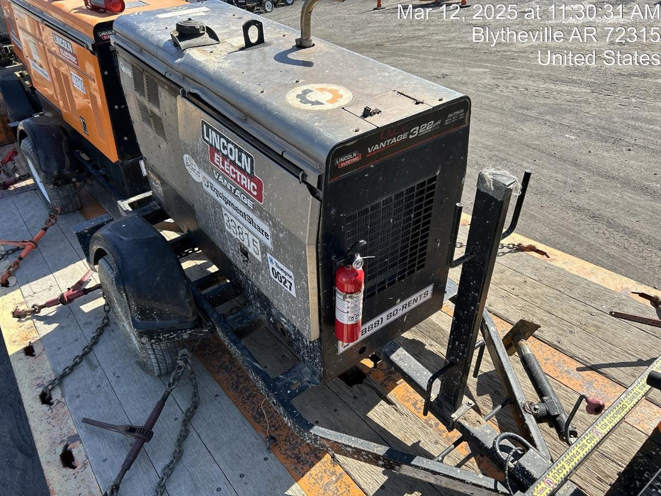 2019 Lincoln Electric Vantage 322 Welder Ready-Pak 3, Two wheel trailer, Fender and Light kit, Cable Rack