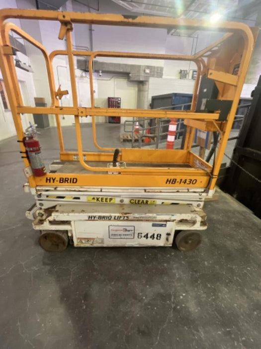 Custom Equipment HB-1430 Hy-Brid Scissor Lift
Platform capacity up to 670 lbs
Working height up to 20 ft
Weighs under 1,700 lbs
Non-marking wheels
