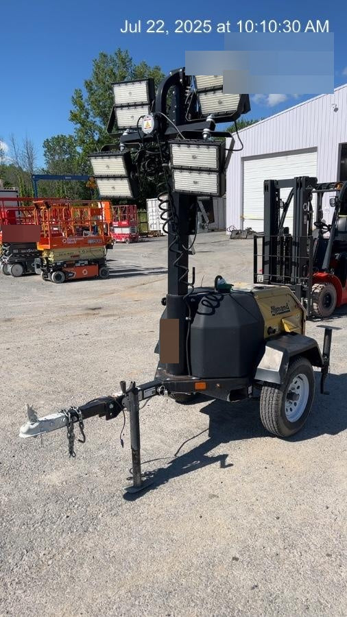 Allmand NLV3GR (4) LED Light Fixture 350W, 23' Vertical Mast, 3kW Prime, Towable, Deep Sea L401, Leveling Jacks, Yanmar T4F 5.8hp