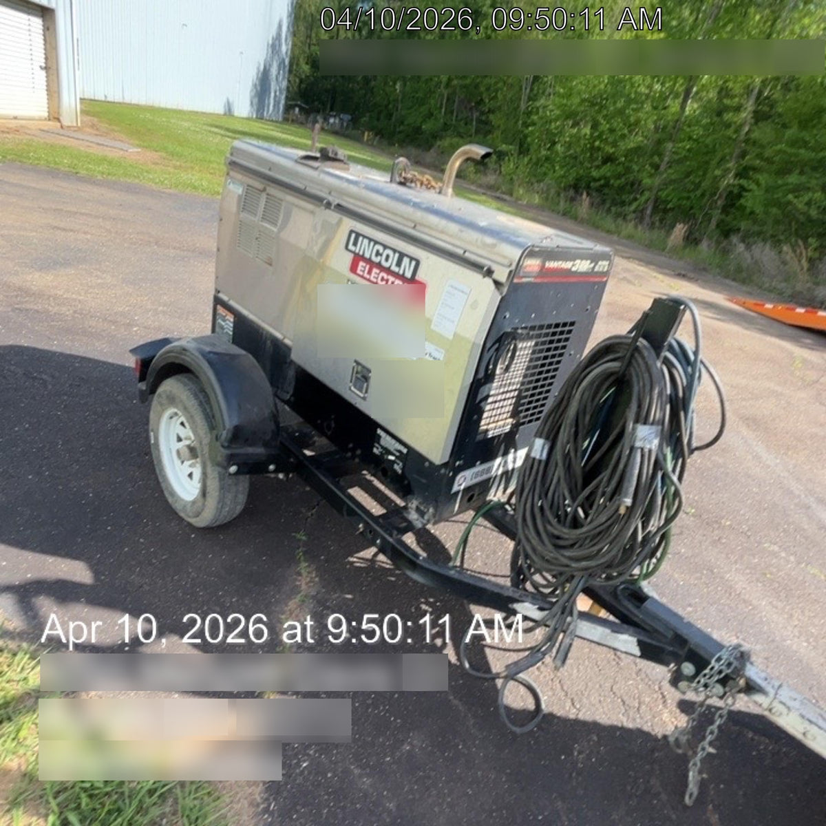 2019 Lincoln Electric Vantage 322 Ready-Pak 3, Two Wheel Trailer, Fender and Light Kit, Cable Rack