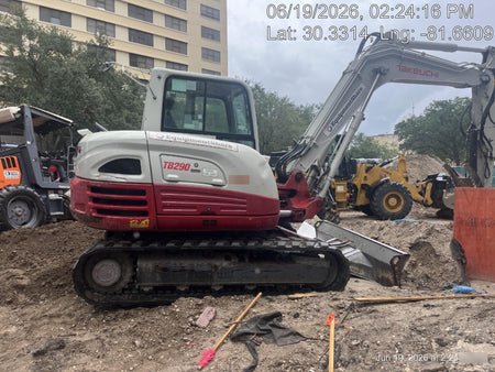 2019 Takeuchi TB290 Cab, AC, Rubber Tracks, Dozer Blade, Travel Alarm, Control Pattern Change Valve, Auxiliary Hydraulics w/18" Quick Coupler Bucket with teeth, 6.2 cu. ft. capacity/24" Quick Coupler Bucket with teeth, 8.6 cu. ft. capacity/36" Quick Coupler Bucket with teeth, 13.4 cu. ft. capacity, Quick Coupler, Hydraulic Thumb Installed