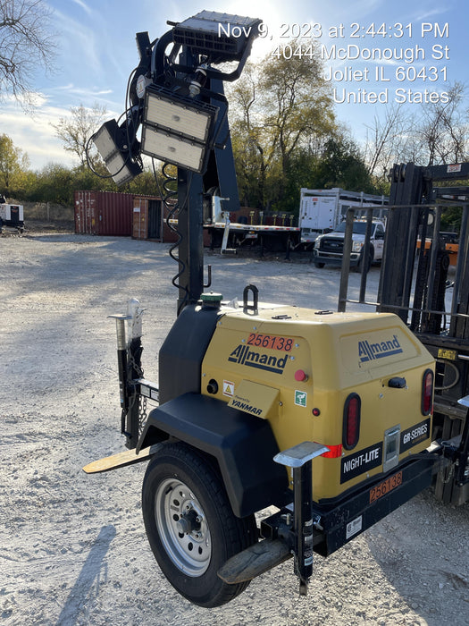 2022 Allmand NLV3GR (4) LED Light Fixture 350W, 23' Vertical Mast, 3kW Prime, Towable, ES Decals, T3