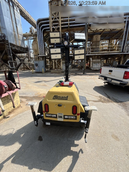 2022 Allmand NLV3GR (4) LED Light Fixture 350W, 23' Vertical Mast, 3kW Prime, Towable, Deep Sea L401, Leveling Jacks, Yanmar T4F 5.8hp
