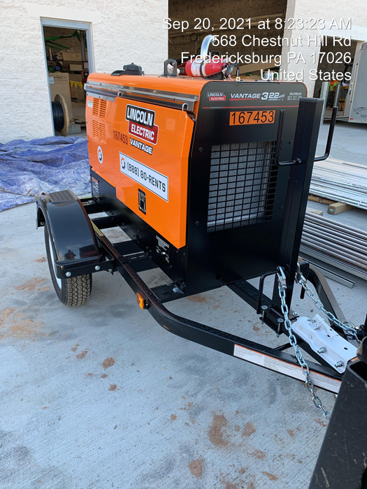 2021 Lincoln Electric Vantage 322 Vantage 322 Ready Pak 3 w/ Decals, ORANGE (includes trailer, cable rack, fender light kit) NO Telematics