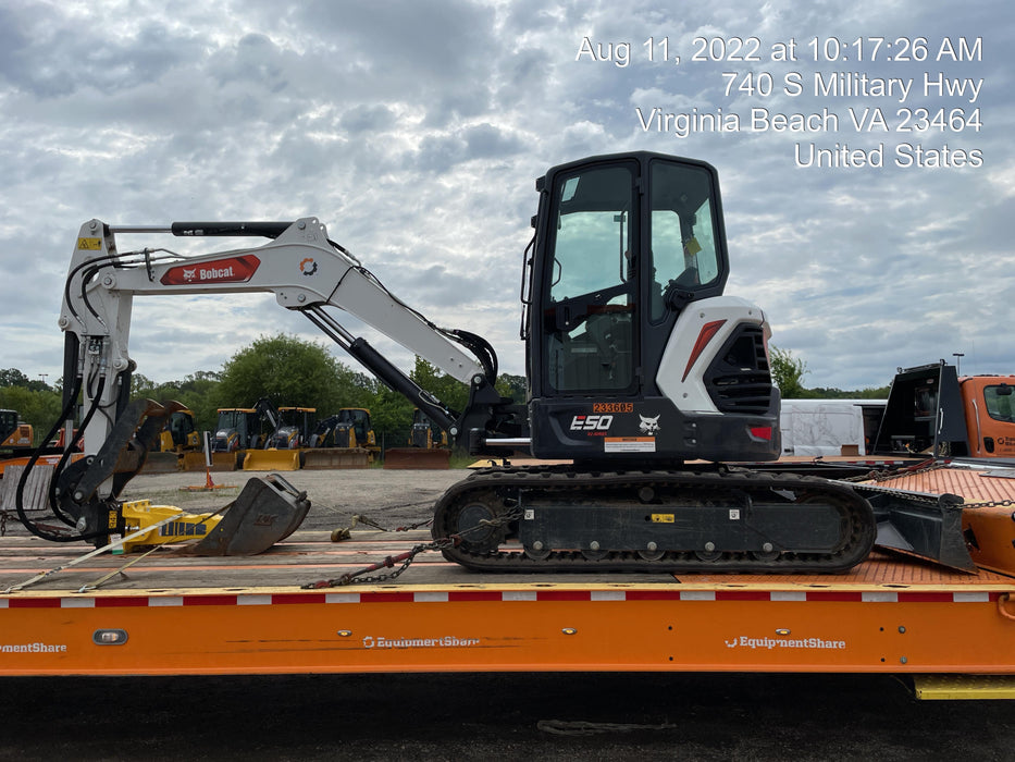 2022 Bobcat E50 Cab/Heat/Air, Rubber Tracks, Manual QC, Hydraulic Thumb