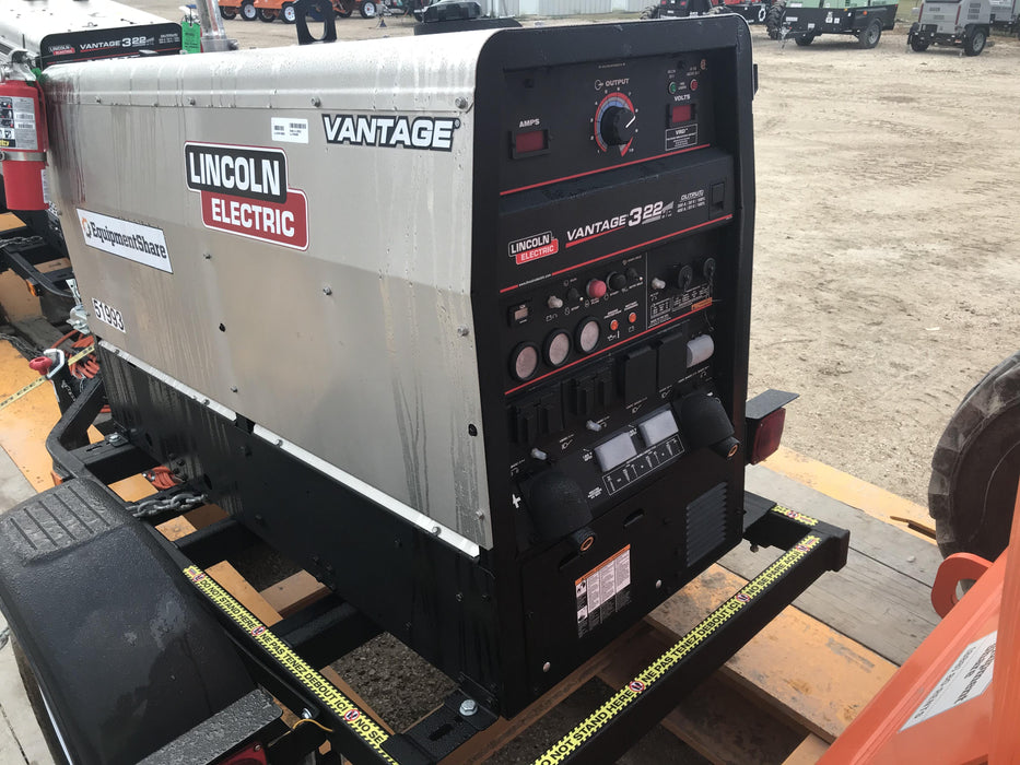 2019 Lincoln Electric Vantage 322 Welder Ready-Pak 3, Two wheel trailer, Fender and Light kit, Cable Rack