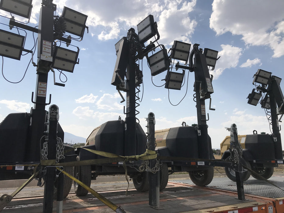 2021 Allmand NLV3GR (4) LED Light Fixture 350W, 23' Vertical Mast, 3kW Prime, Towable, Deep Sea L401, Leveling Jacks, Yanmar T4F 5.8hp