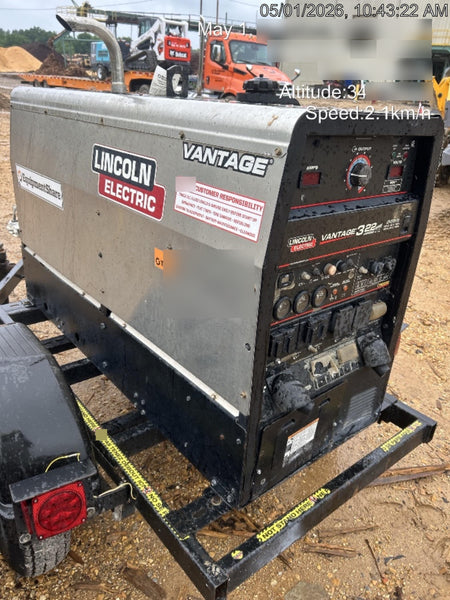 2019 Lincoln Electric Vantage 322 Ready-Pak 3, Two Wheel Trailer, Fender and Light Kit, Cable Rack