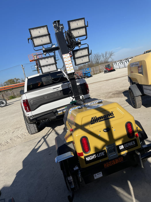 2022 Allmand NLV3GR (4) LED Light Fixture 350W, 23' Vertical Mast, 3kW Prime, Towable, ES Decals, T3