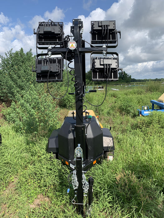 2022 Allmand NLV3GR (4) LED Light Fixture 350W, 23' Vertical Mast, 3kW Prime, Towable, Deep Sea L401, Leveling Jacks, Yanmar T4F 5.8hp