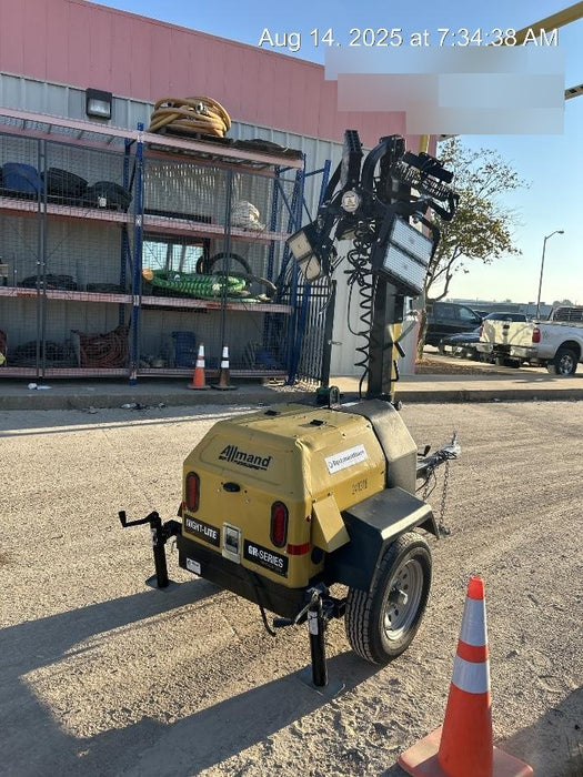 2022 Allmand NLV3GR (4) LED Light Fixture 350W, 23' Vertical Mast, 3kW Prime, Towable, Deep Sea L401, Leveling Jacks, Yanmar T4F 5.8hp