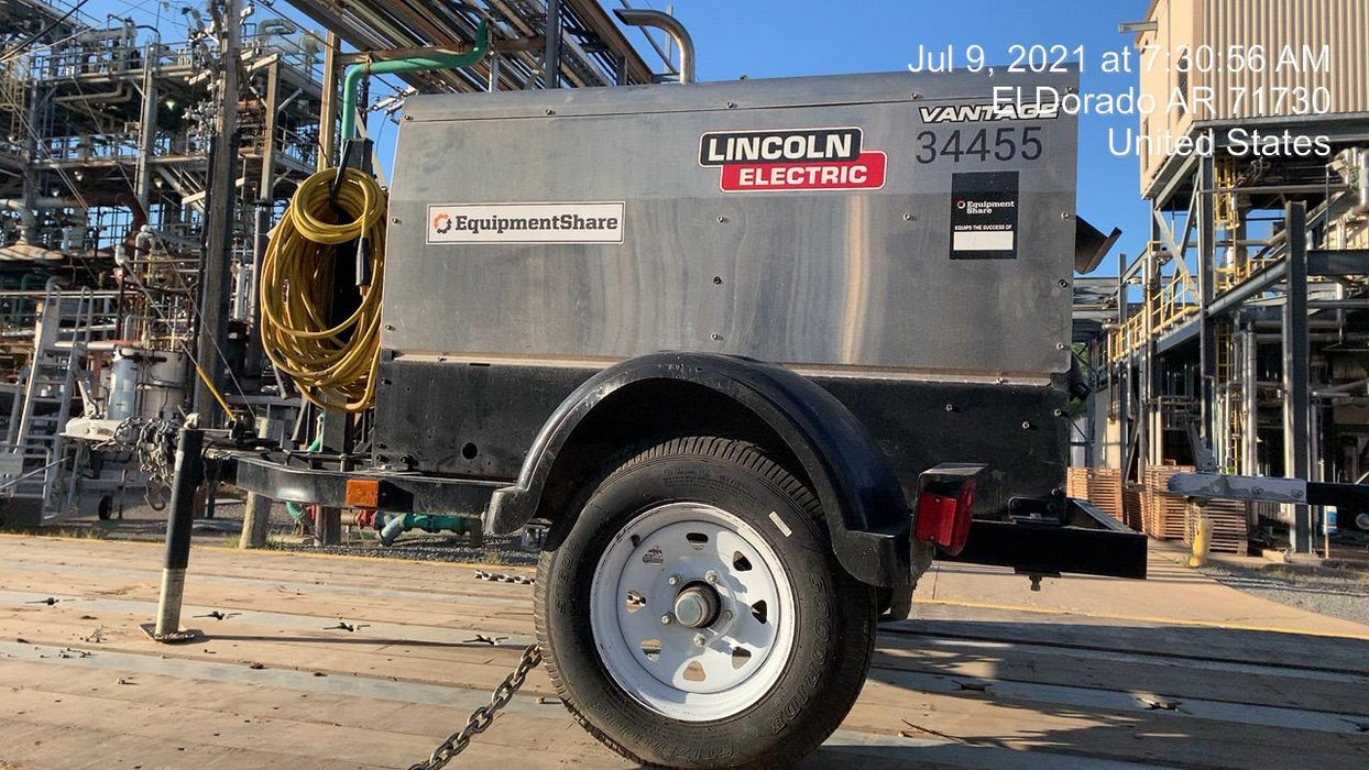 2019 Lincoln Electric Vantage 322 Welder Ready-Pak 3, Two wheel trailer, Fender and Light kit, Cable Rack