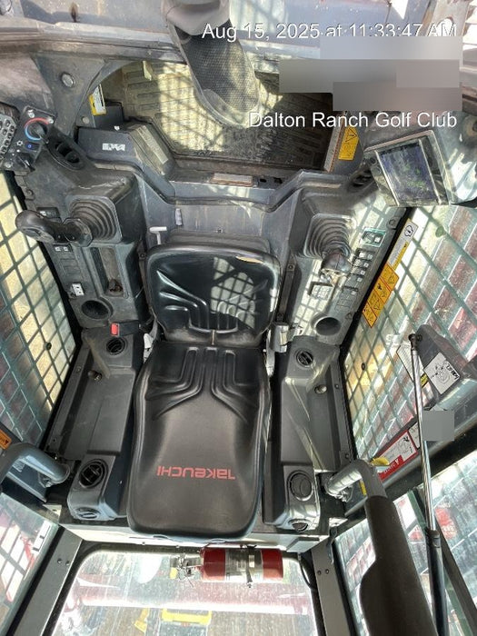 2019 Takeuchi TL12V2C ROPS/FOPS Cab, Heat/AC, Defroster, Rubber Tracks, Back-up Alarm, Front & Rear Working Lights, Auxiliary Hydraulics, Two-Speed Travel, Electronic Monitoring System, Hydraulic Universal Quick Hitch w/80" HD Dirt Bucket with 9 Teeth 24.0 cu.ft. Capacity