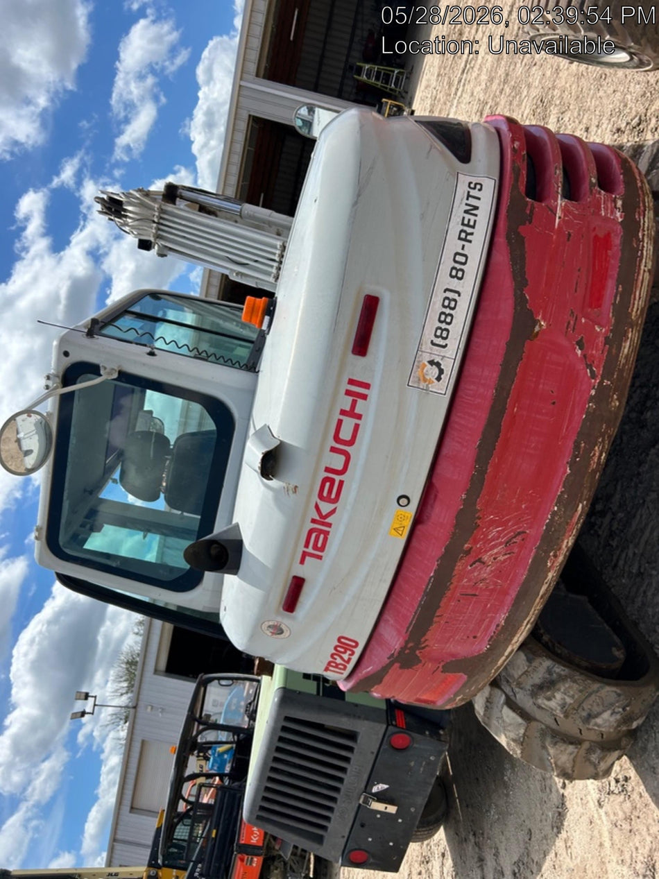 2019 Takeuchi TB290 Takeuchi TB290 Cab/Heat/AC w/Rubber Tracks, Auxiliary Hydraulics, Dozer Blade, Manual QC w/ 18/24/36" Buckets, Hydraulic Thumb Installed