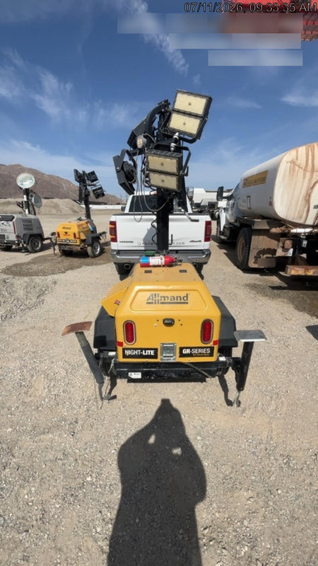 2021 Allmand NLV3GR (4) LED Light Fixture 350W, 23' Vertical Mast, 3kW Prime, Towable, Deep Sea L401, Leveling Jacks, Yanmar T4F 5.8hp