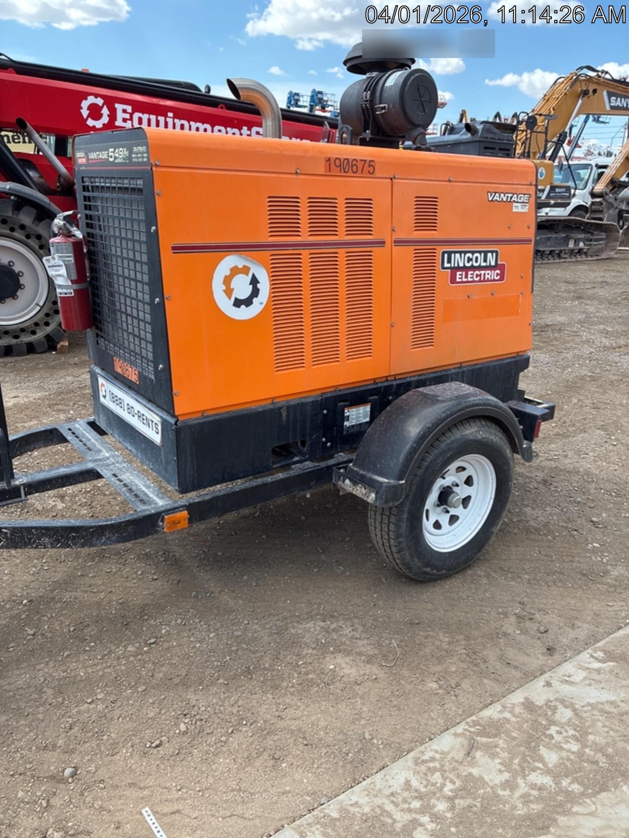 2021 Lincoln Electric Vantage 549X Ready Pak 3, ORANGE (includes trailer, cable rack, fender light kit)