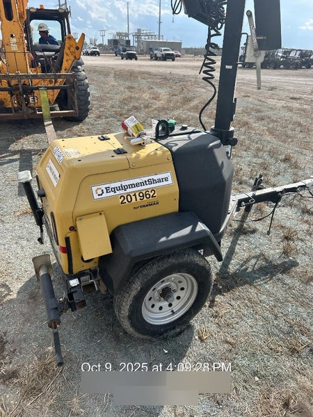 2022 Allmand NLV3GR (4) LED Light Fixture 350W, 23' Vertical Mast, 3kW Prime, Towable, Deep Sea L401, Leveling Jacks, Yanmar T4F 5.8hp