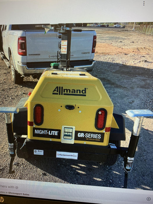 2022 Allmand NLV3GR (4) LED Light Fixture 350W, 23' Vertical Mast, 3kW Prime, Towable, Deep Sea L401, Leveling Jacks, Yanmar T4F 5.8hp