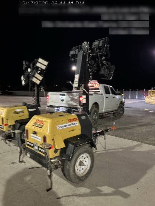 2021 Allmand NLV3GR (4) LED Light Fixture 350W, 23' Vertical Mast, 3kW Prime, Towable, Deep Sea L401, Leveling Jacks, Yanmar T4F 5.8hp