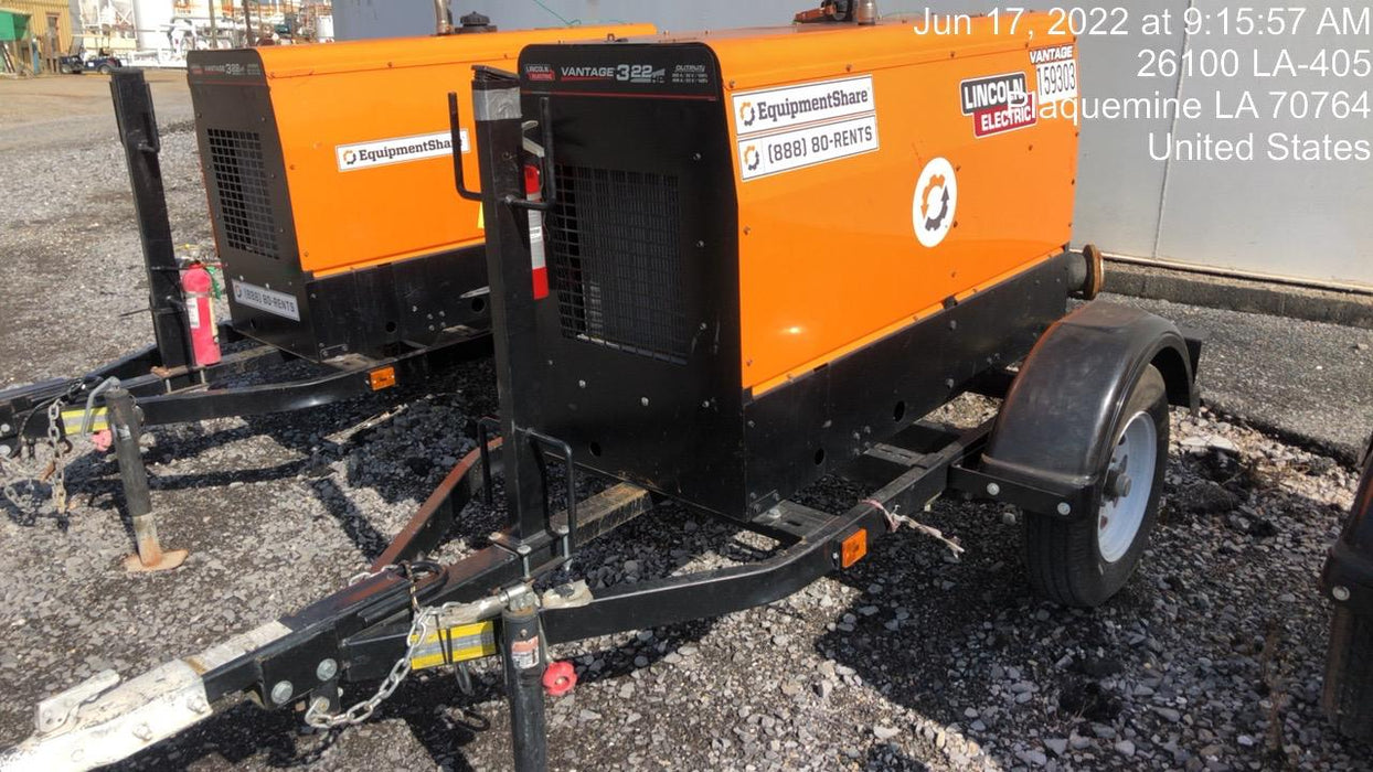 2021 Lincoln Electric Vantage 322 Vantage 322 Ready Pak 3 w/ Decals, ORANGE (includes trailer, cable rack, fender light kit) NO Telematics