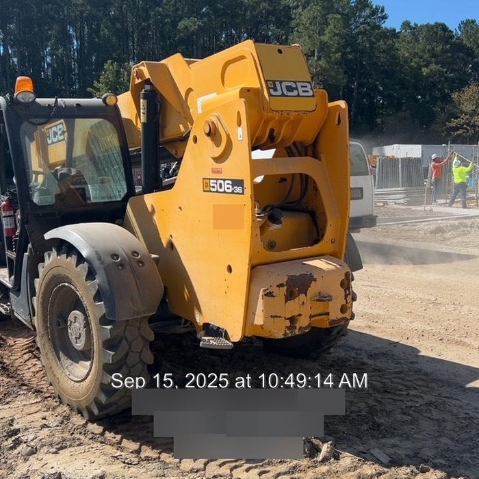 2019 JCB 506-36 Canopy, 74 HP, FF Tires, STD Worklight, Beacon, Aux Hydraulics, Lifting Eye, Back up Alarm, 48" Carriage, 48" Forks