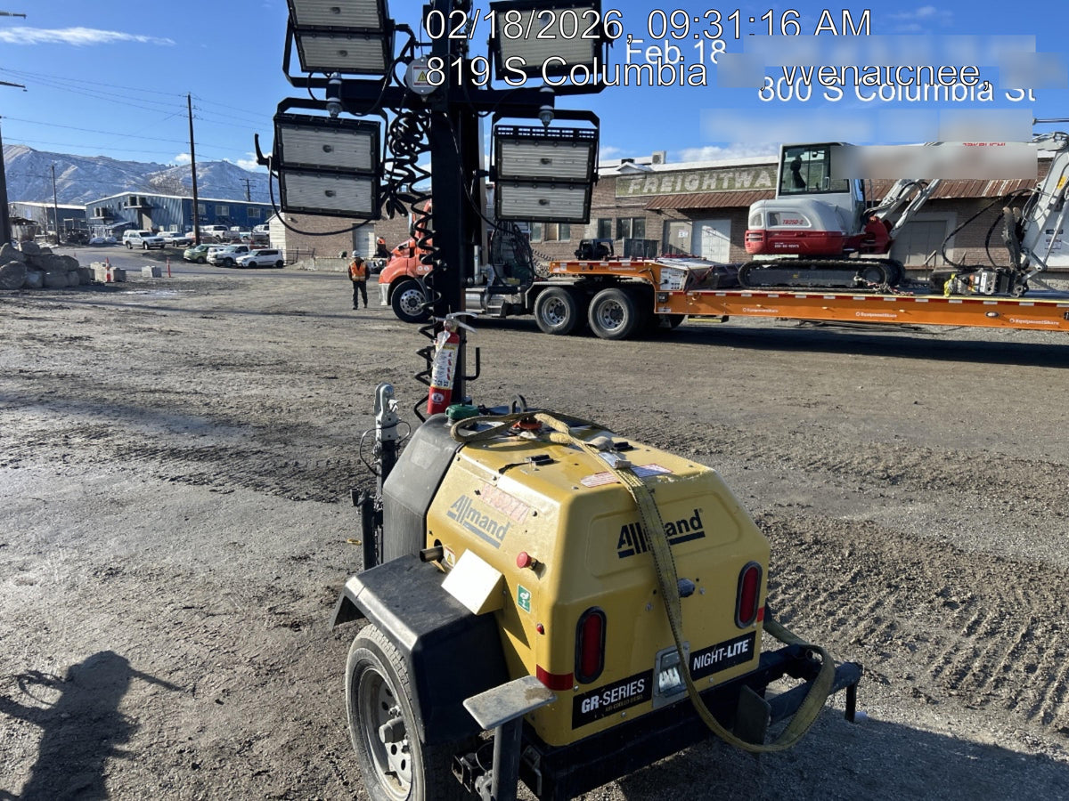 2020 Allmand NLV3GR (4) LED Light Fixture 350W, 23' Vertical Mast, 3kW Prime, Towable, Deep Sea L401, Leveling Jacks, Yanmar T4F 5.8hp