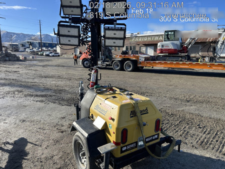 2020 Allmand NLV3GR (4) LED Light Fixture 350W, 23' Vertical Mast, 3kW Prime, Towable, Deep Sea L401, Leveling Jacks, Yanmar T4F 5.8hp