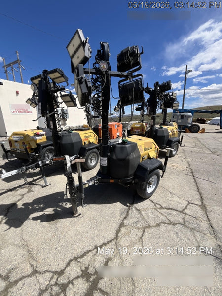 2021 Allmand NLV3GR (4) LED Light Fixture 350W, 23' Vertical Mast, 3kW Prime, Towable, Deep Sea L401, Leveling Jacks, Yanmar T4F 5.8hp