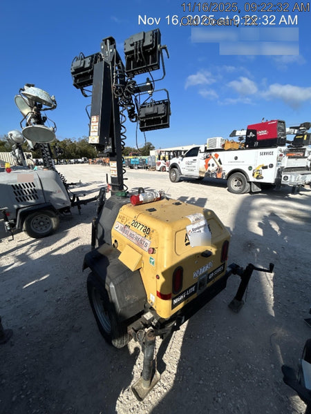 2022 Allmand NLV3GR (4) LED Light Fixture 350W, 23' Vertical Mast, 3kW Prime, Towable, Deep Sea L401, Leveling Jacks, Yanmar T4F 5.8hp