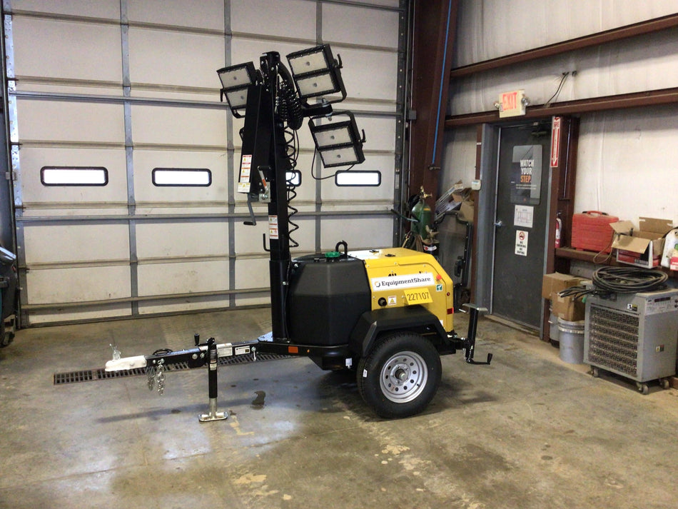 2022 Allmand NLV3GR (4) LED Light Fixture 350W, 23' Vertical Mast, 3kW Prime, Towable, Deep Sea L401, Leveling Jacks, Yanmar T4F 5.8hp