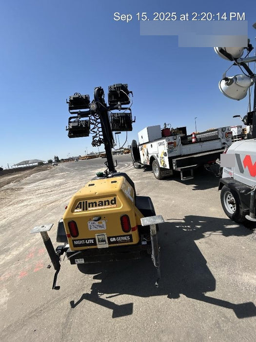 Allmand NLV3GR (4) LED Light Fixture 350W, 23' Vertical Mast, 3kW Prime, Towable, Deep Sea L401, Leveling Jacks, Yanmar T4F 5.8hp