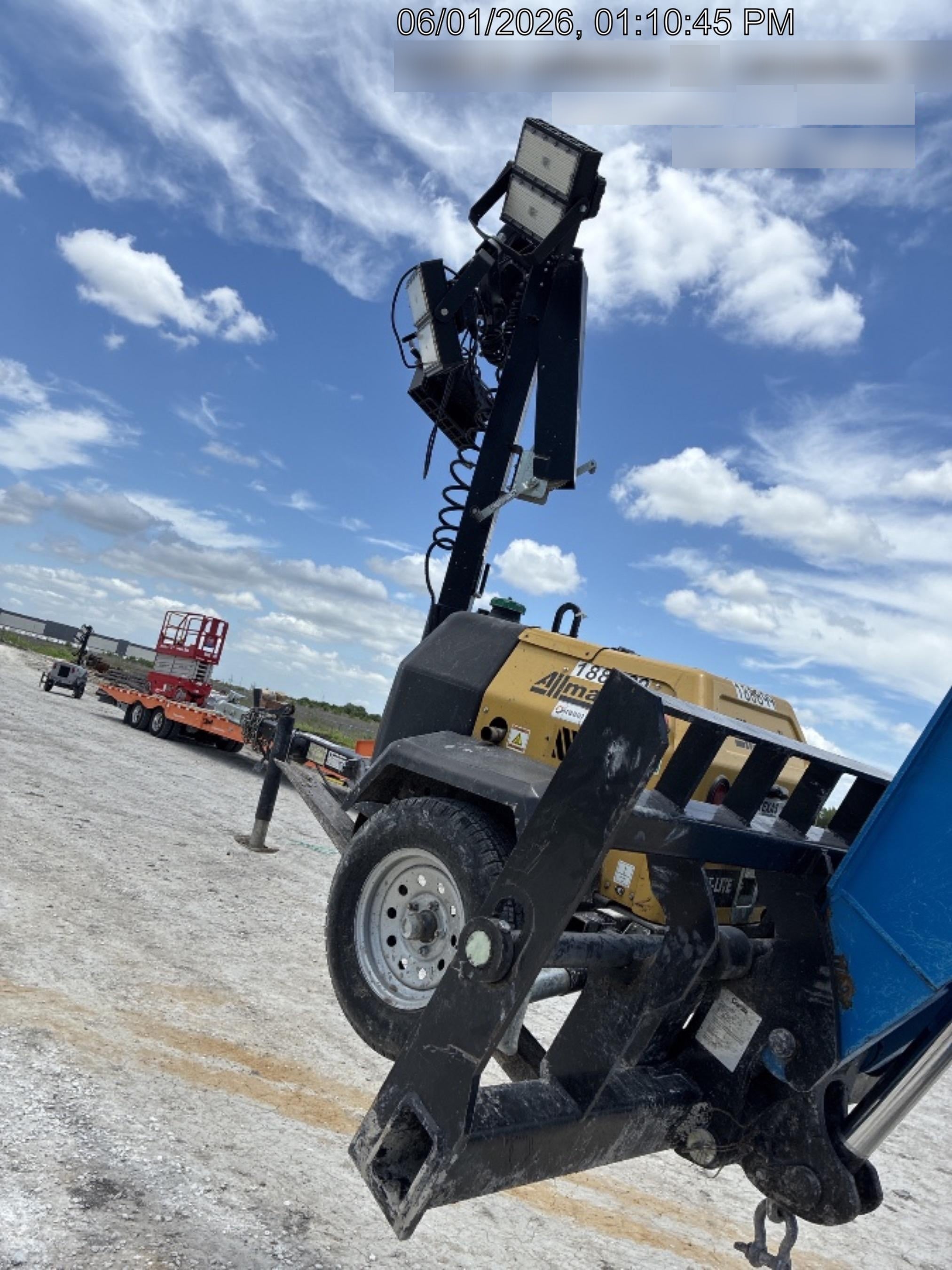 Allmand NLV3GR (4) LED Light Fixture 350W, 23' Vertical Mast, 3kW Prime, Towable, Deep Sea L401, Leveling Jacks, Yanmar T4F 5.8hp