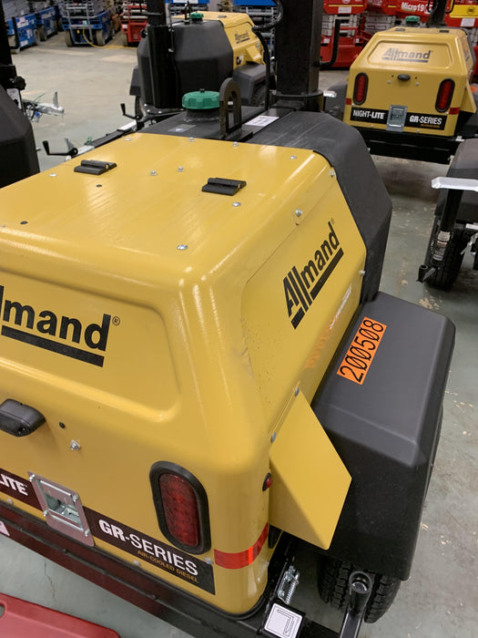 2022 Allmand NLV3GR (4) LED Light Fixture 350W, 23' Vertical Mast, 3kW Prime, Towable, Deep Sea L401, Leveling Jacks, Yanmar T4F 5.8hp