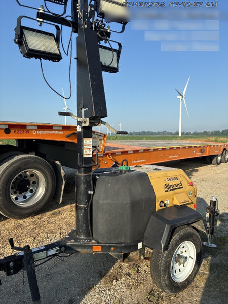 2021 Allmand NLV3GR (4) LED Light Fixture 350W, 23' Vertical Mast, 3kW Prime, Towable, Deep Sea L401, Leveling Jacks, Yanmar T4F 5.8hp