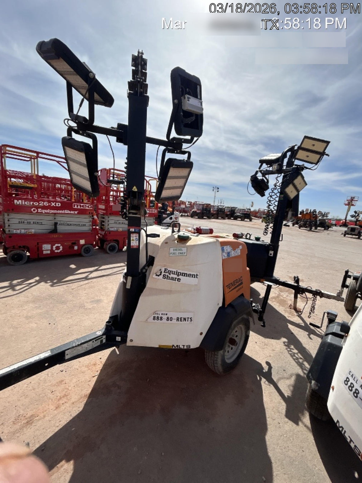 2023 Generac MLT2 Diesel, Flex Switch 120V Input, Powerzone Controller, (4) 320W LED Lights, 4kW Generator, 39.9 Gal Fuel Tank, 2" Ball, T3