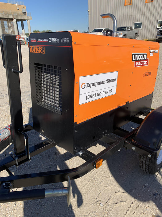 2021 Lincoln Electric Vantage 322 Vantage 322 Ready Pak 3 w/ Decals, ORANGE (includes trailer, cable rack, fender light kit) NO Telematics