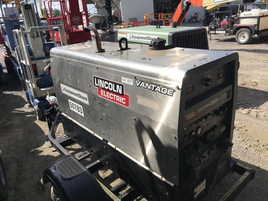 2019 Lincoln Electric Vantage 322 Welder Ready-Pak 3, Two wheel trailer, Fender and Light kit, Cable Rack